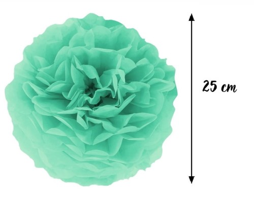 Pompon bibułowy morski/ turkusowy 25 cm