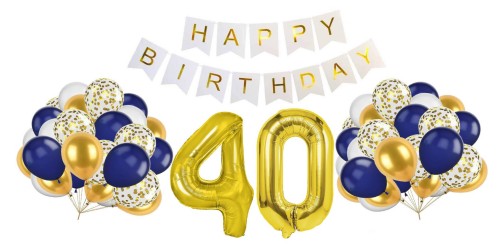 Zestaw na 40 urodziny Balony Baner Cyfry złoty 70cm Happy Birthday