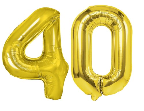 Zestaw balonów na 40 urodziny cyfry złote 100cm Girlanda Happy Birthday hel