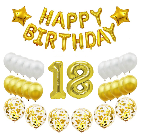 Zestaw balonów cyfry 70cm złote na 18 Urodziny balony Happy Birthday