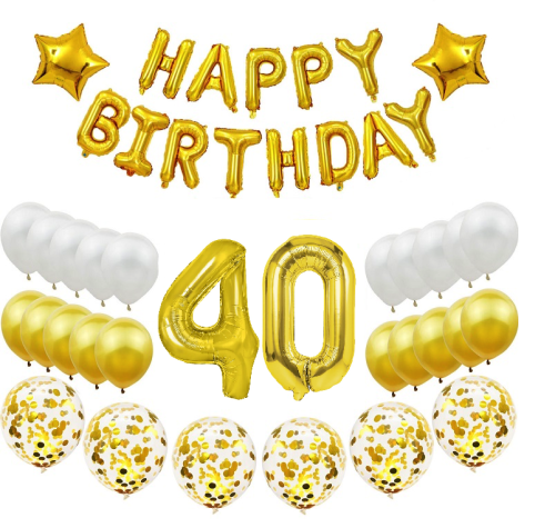 Zestaw balonów cyfry 70cm złote na 40 Urodziny balony Happy Birthday