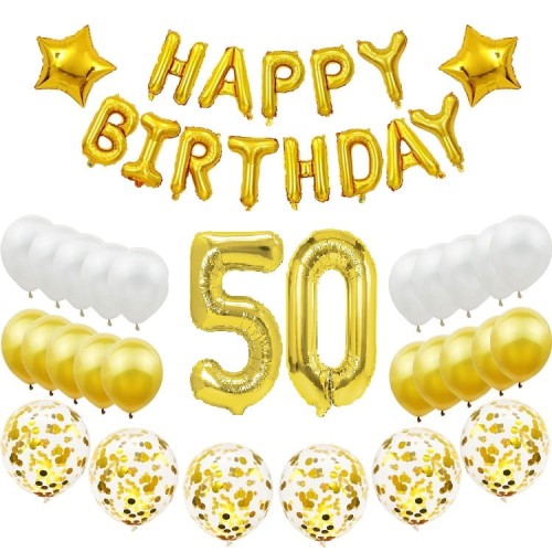 Zestaw balonów cyfry 70cm złote na 50 Urodziny balony Happy Birthday