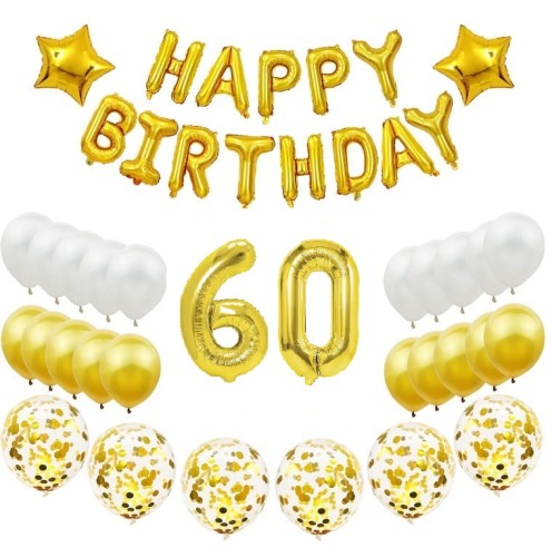 Zestaw balonów cyfry 70cm złote na 60 Urodziny balony Happy Birthday