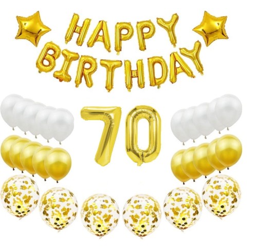 Zestaw balonów cyfry 70cm złote na 70 Urodziny balony Happy Birthday