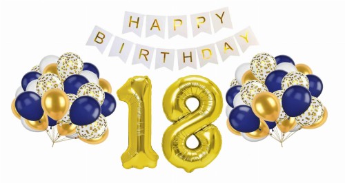 Zestaw na urodziny Balony Baner Cyfry 0-99 złote 70cm Happy Birthday