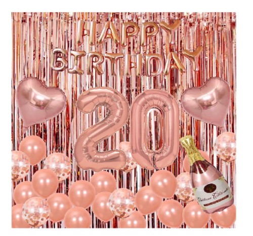 Duży zestaw balonów Rose Gold na 20 Urodziny