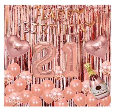 Duży zestaw balonów Rose Gold na 21 Urodziny
