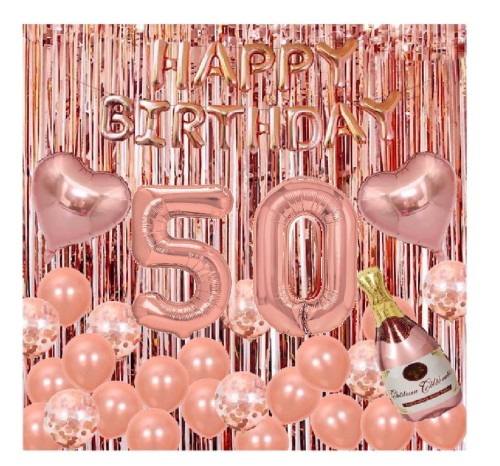 Duży zestaw balonów Rose Gold na 50 Urodziny