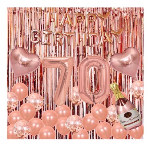 Duży zestaw balonów Rose Gold na 70 Urodziny