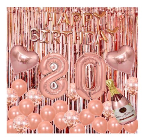 Duży zestaw balonów Rose Gold na 80 Urodziny