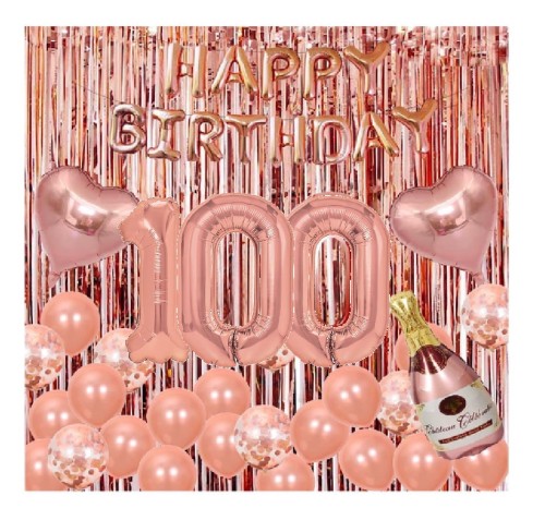 Duży zestaw balonów Rose Gold na 100 Urodziny Sto lat