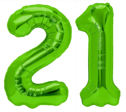 Zestaw dla piłkarza Urodziny cyfry zielone 21 100cm football piłki PUCHAR