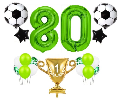 Zestaw balonów na Urodziny Piłkarz z cyframi na 80 urodziny