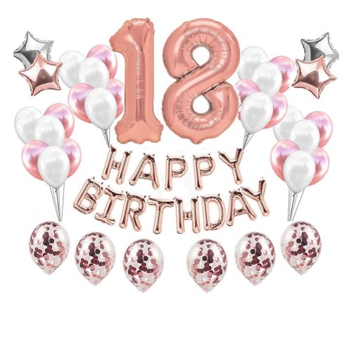 Duży zestaw balonów Rose Gold na 18 urodziny Happy