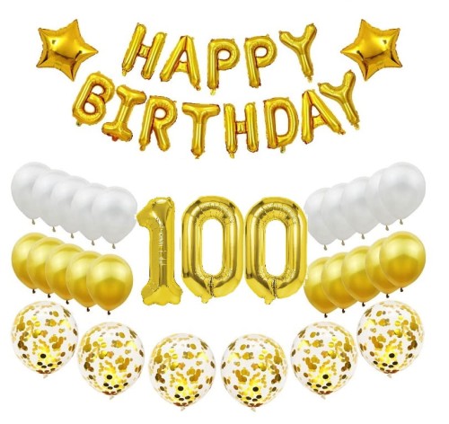 Zestaw balonów cyfry 70cm złote na 100 Urodziny balony Happy Birthday