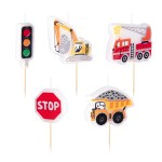 Świeczki na tort urodzinowe Auta Straż Koparka 5szt. zestaw