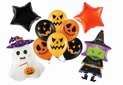 Zestaw balonów na Hel Happy Halloween Duszek Czarownica Dekoracje