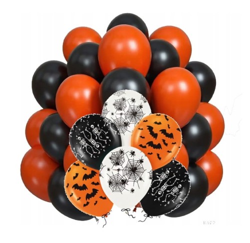 Zestaw balonów na Halloween pomarańczowo czarne nietoperze Pająki