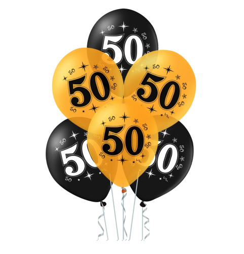 balon lateksowy 12 cali czarny złoty z nadrukiem