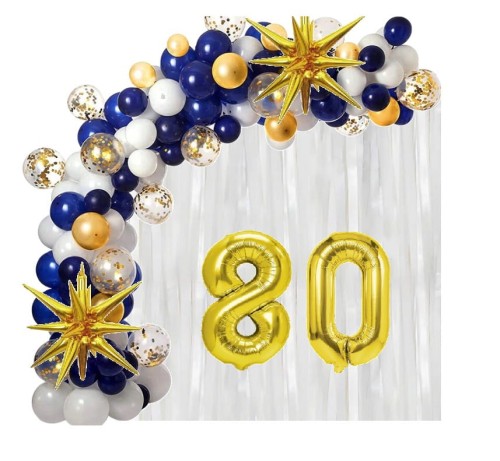 Girlanda balonowa granatowa na 80 Urodziny elegancka balony z Kurtyną