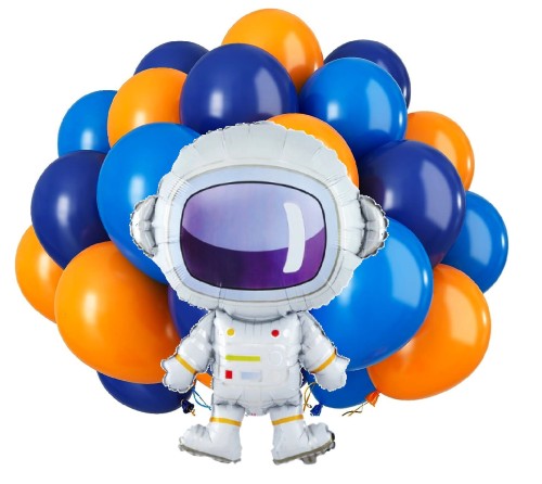 Zestaw balonów pomarańczowo granatowy Kosmonauta Astronauta balony