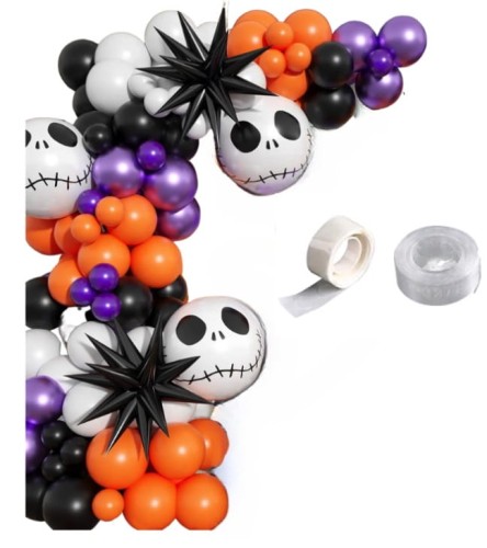 Girlanda z balonów fioletowo czarna na Halloween Karnawał zestaw taśma