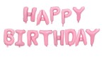 Balon foliowy napis HAPPY BIRTHDAY różowy