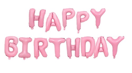 Balon foliowy napis HAPPY BIRTHDAY różowy