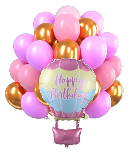 Zestaw balonów na Urodziny Balon Happy Birthday Roczek Dziewczynki
