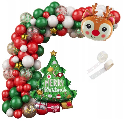Balony Boże Narodzenie Girlanda Balonowa Łuk Bal Choinkowy Opłatkowa