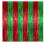 Zestaw kurtyn foliowych zasłon Boże Narodzenie Mikołajki czerwono zielone