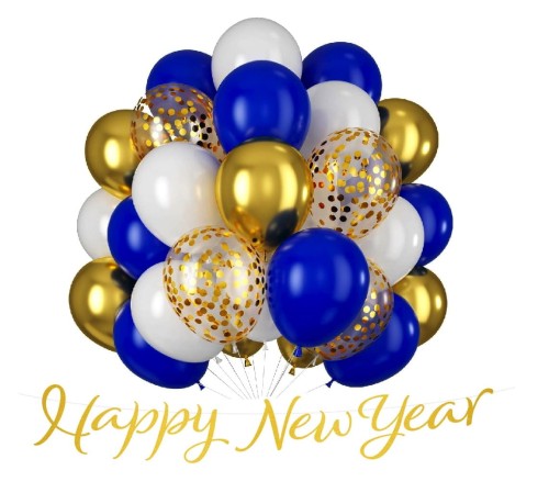 Zestaw Balonów Sylwester Baner złoty balony granatowo złote Happy New Year