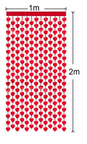 Kurtyna imprezowa Serca czerwona 100x200cm