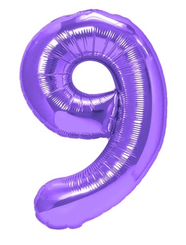 Balon foliowy cyfra 9 fioletowa 100cm