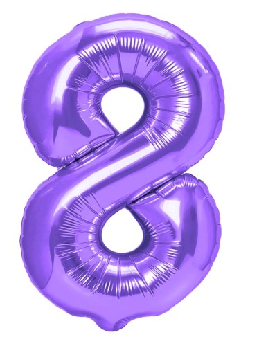 Balon foliowy cyfra 8 fioletowa 100cm