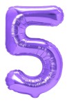 Balon foliowy cyfra 5 fioletowa 100cm