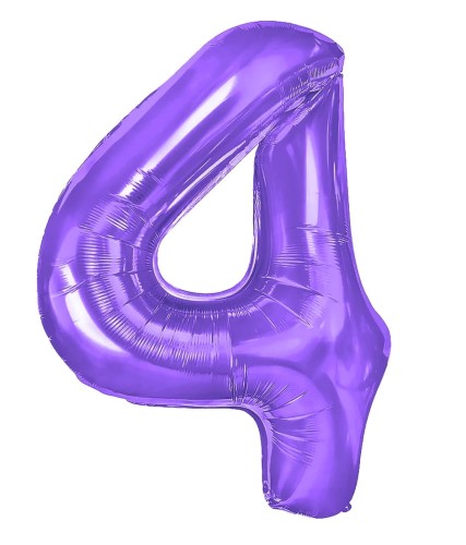 Balon foliowy cyfra 4 fioletowa 100cm