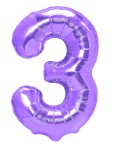 Balon foliowy cyfra 3 fioletowa 100cm