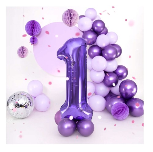 Balon foliowy cyfra 1 fioletowa 100cm INSPIRACJA