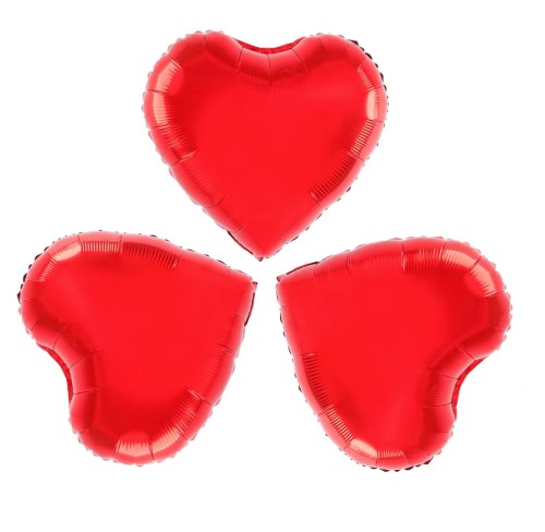 Balony foliowe Serca czerwone 9cali 3szt.