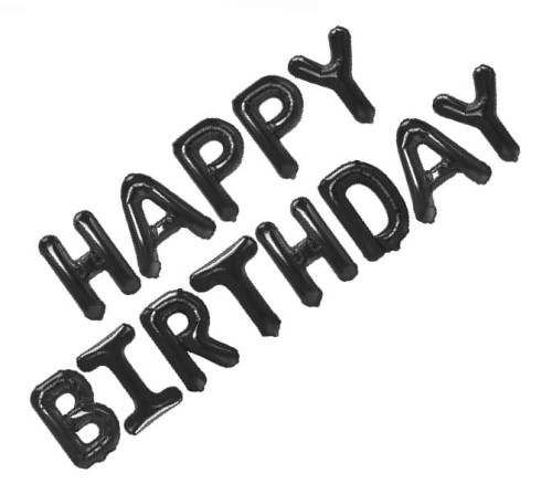 napis happy birthday czarny