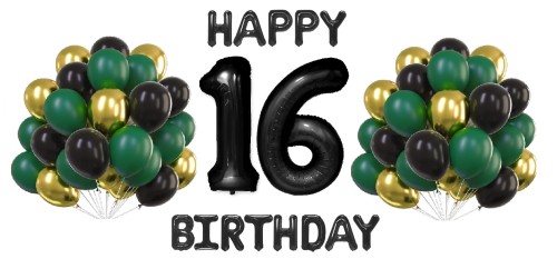 Zestaw balonów Butelkowa Zieleń cyfry 100cm na 16 urodziny
