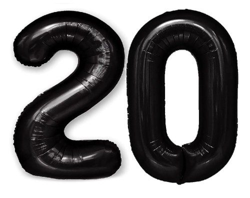 Zestaw balonów na 20 urodziny cyfry czarne 100cm butelkowa zieleń napis
