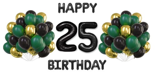 Zestaw balonów Butelkowa Zieleń cyfry 100cm na 25 urodziny