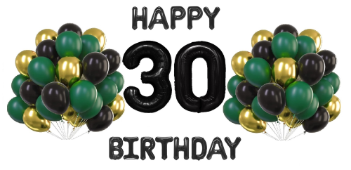 Zestaw balonów Butelkowa Zieleń cyfry 100cm na 30 urodziny