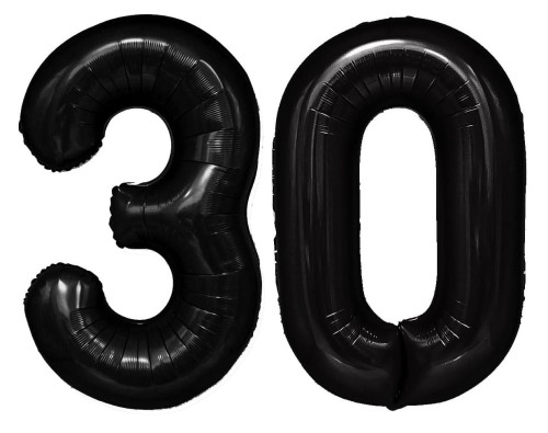 Zestaw balonów na 30 urodziny cyfry czarne 100cm butelkowa zieleń napis