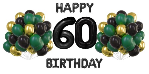 Zestaw balonów Butelkowa Zieleń cyfry 100cm na 60 urodziny