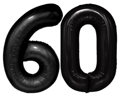 Zestaw balonów na 60 urodziny cyfry czarne 100cm butelkowa zieleń napis