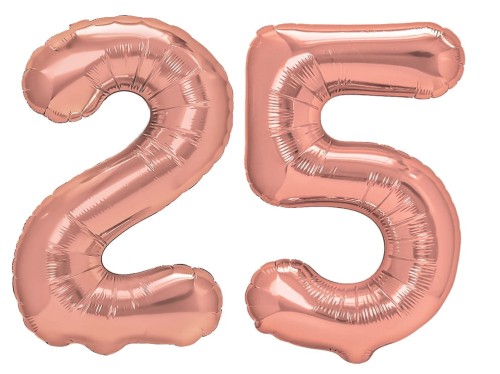 Zestaw balonów na 25 Urodziny Rose Gold Napis Cyfry 100cm