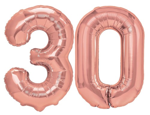 Zestaw balonów na 30 Urodziny Rose Gold Napis Cyfry 100cm
